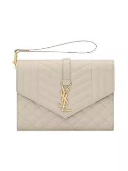 Клатч-конверт из тисненой кожи Mix Matelasse Grain de Poudre Saint Laurent