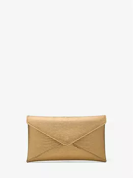Клатч-конверт Mia из металлической кожи с тиснением под ящерицу Michael Kors, золотой