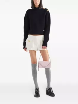 Клатч-конверт Prada из сафьяновой кожи, розовый