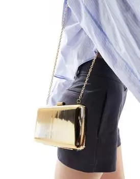 Клатч-коробка с золотистым эффектом ASOS из фактурного металла