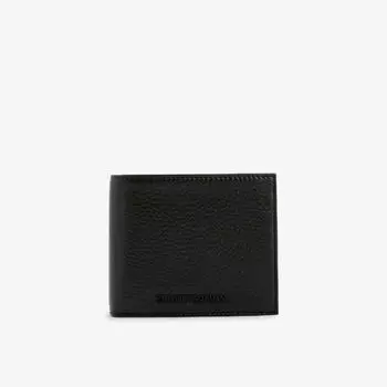 Клатч-кошелек кожаный Emporio Armani с аппликацией, черный