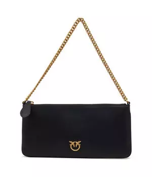 Клатч кожаный Pinko с ремешком-цепочкой, черный