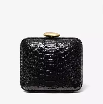Клатч кожаный с тиснением под питона Michael Kors Tina Mini Python Embossed Leather, черный