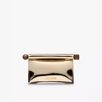 Клатч La petite Pochette Rond из искусственной кожи металлик Jacquemus, золотой