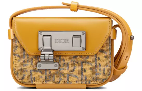 Клатч Lock Smooth из коровьей кожи, сумка на плечо, мини-сумка для мужчин, золотистого цвета DIOR