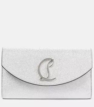 Клатч Loubi54 из блестящей кожи Christian Louboutin, металлик