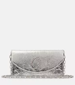 Клатч Loubi54 из металлизированной кожи Christian Louboutin, серебряный