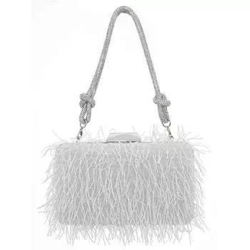 Клатч M-Dollie со стразами и бахромой N By Nina, белый