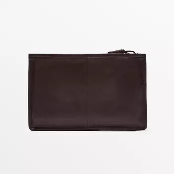 Клатч Massimo Dutti Nappa Leather With Knot Detail, бордовый