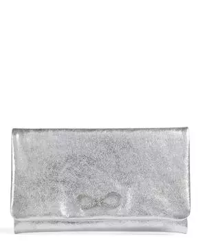 Клатч Mimosa из зерненой яловой кожи со стразами Abro, серебряный