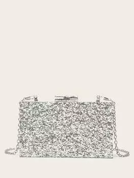 Клатч-мини вечерний Merry квадратный, серебряный