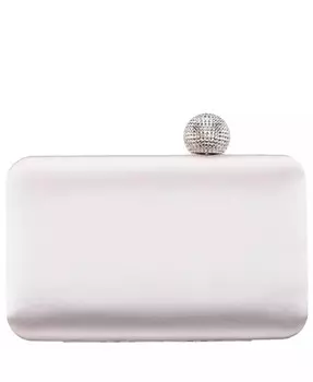 Клатч-минодьер из атласа с кристаллической застежкой Nina, слоновая кость/кремовый