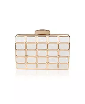 Клатч-минодьер Juno из металла и мрамора, украшенный смолой Jewel Badgley Mischka, белый