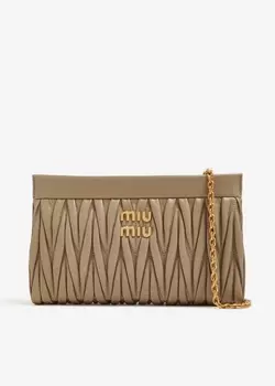 Клатч Miu Miu Matelass Nappa Leather, бежевый