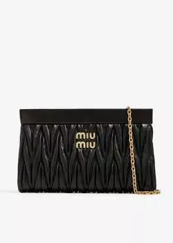 Клатч Miu Miu Matelass Nappa Leather, черный