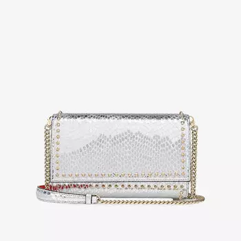 Клатч Paloma из кожи с тиснением под змею Christian Louboutin, серебряный