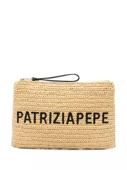 Клатч Patrizia Pepe с вышитым логотипом, нейтральный