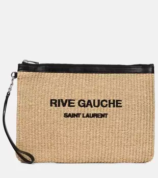 Клатч Rive Gauche из рафии Saint Laurent, бежевый