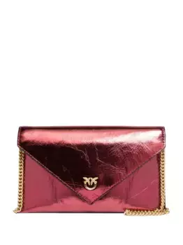 Клатч с эффектом металлик и цепочкой PINKO, красный