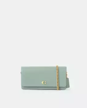 Клатч с цепочкой Coach, зеленый