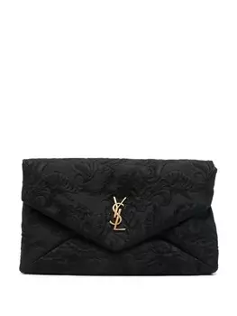 Клатч с цветочно-жаккардовым узором Saint Laurent, черный