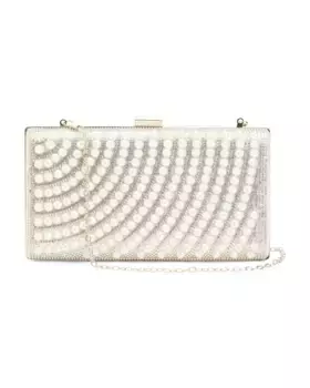 Клатч с хрустальными камнями и жемчугом Natasha, цвет Silver