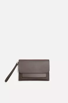 Клатч с клапаном ZARA, коричневый