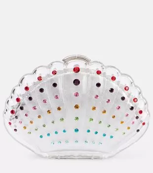 Клатч с кристаллами Crystal Shell Aquazzura, TRANSPARENT/RAINBOW/SILVER/PAL