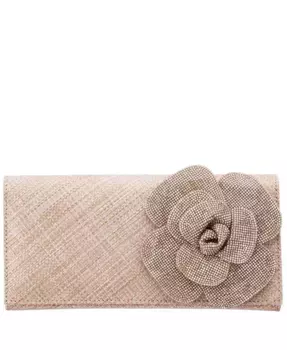 Клатч с крупными кристаллами в виде цветов Nina, серебряный