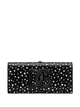 Клатч с логотипом DG и кристаллами DOLCE & GABBANA, черный