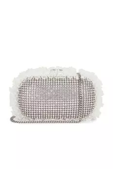 Клатч с отделкой из хрустального кружева x christopher kane Self-Portrait, серебряный
