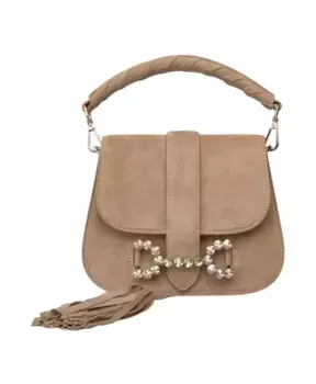 Клатч с пряжкой и стразами Alma En Pena, коричневый