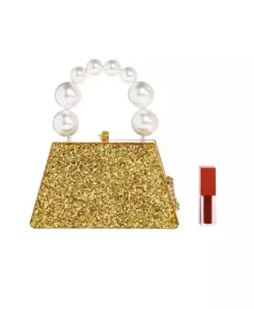 Клатч с верхней ручкой "Forever Love" с блестками из акрила Milanblocks, золотой