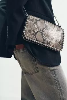 Клатч с заклепками ZARA, разноцветный