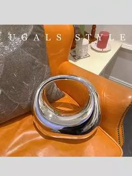 Клатч с зажимом в форме полумесяца, серебряный