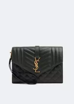 Клатч SAINT LAURENT Monogram envelope clutch, зеленый
