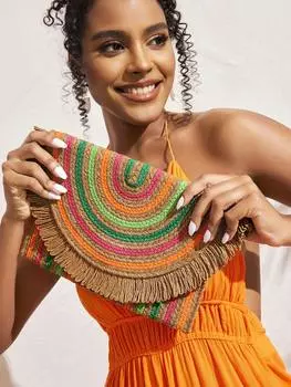 Клатч Shein Vcay, бежевый / зеленый