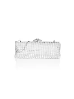 Клатч Silvertone из металла и хрусталя в виде цветка Whiting & Davis, серебряный