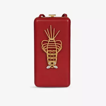 Клатч Sonia Petroff Lobster из латуни с желтым золотом 24 карата и кристаллами Сваровски La Maison Couture, красный