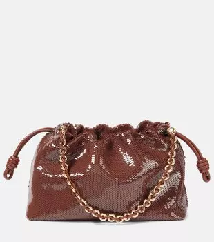 Клатч средний Flamenco с пайетками Loewe, коричневый
