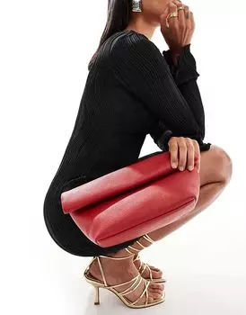 Клатч-сумка с откидным верхом красного цвета ASOS DESIGN