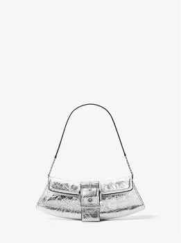 Клатч-трансформер Colby Small Crackled Metallic Leather Michael Kors, серебряный