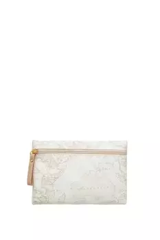 Клатч унисекс, маленький, с геопринтом, мягкий, белый Alviero Martini