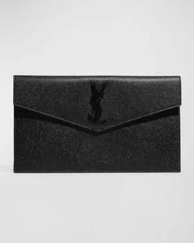 Клатч Uptown YSL из зерненой кожи Saint Laurent, цвет Black