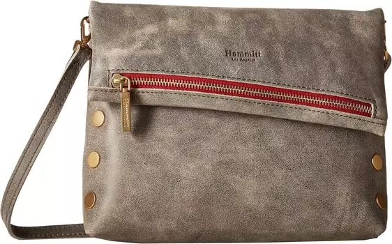 Клатч VIP Medium Hammitt, цвет Pewter/Brushed Gold/Red Zipper