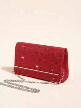 Клатч вечерний с блестками, красный
