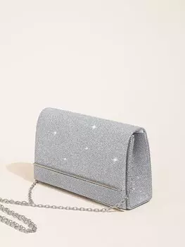Клатч вечерний с блестками, серебряный