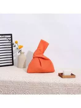 Клатч вельветовый, оранжевый