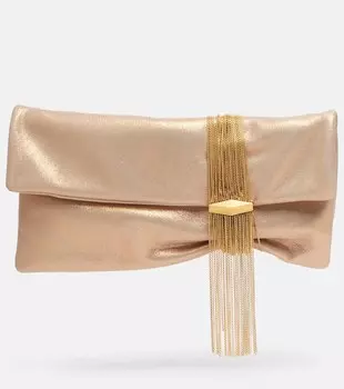 Клатч Zandra Small из замши с декоративными элементами Jimmy Choo, Gold/Gold