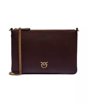 Клатч женский Pinko кожаный на цепочке, бургундия